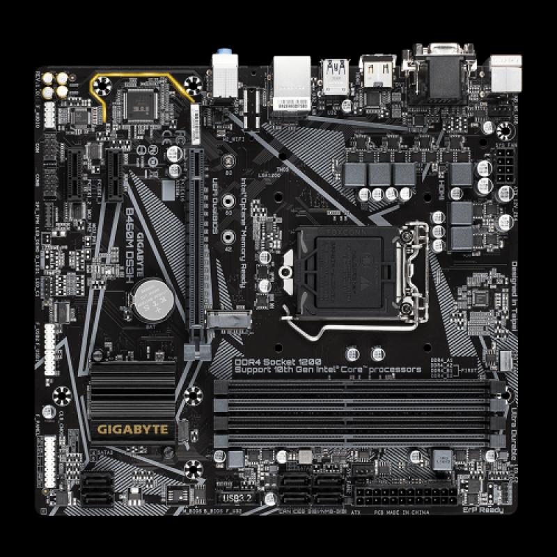 GIGABYTE B460M-DS3H D-SUB HDMI DVI  USB 3,2 M.2 LGA1200 10.Nesil