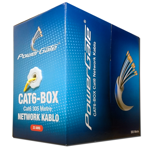 POWERGATE CAT6-BOX 23AWG 0,57mm UTP CAT6 Kablo 305m Sarı