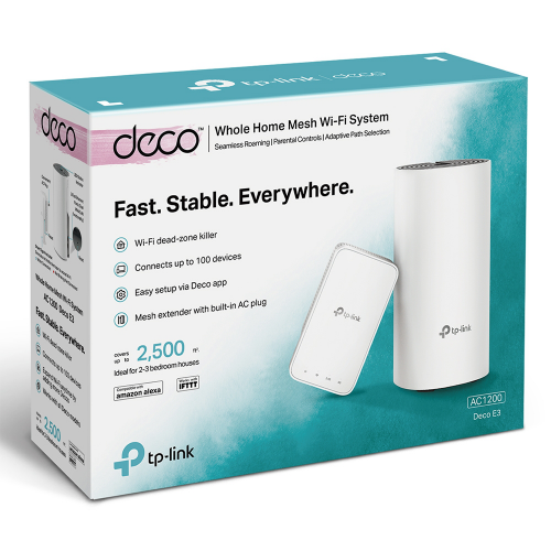 TP-LINK DECO E3 (2 Pack) DualBand AC1200 220M2, 2 Fast Port Home Mesh