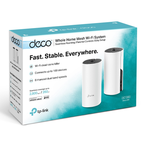 TP-LINK DECO M4 (2 Pack) DualBand AC1200 260M2, 2 Gigabit Port Home Mesh