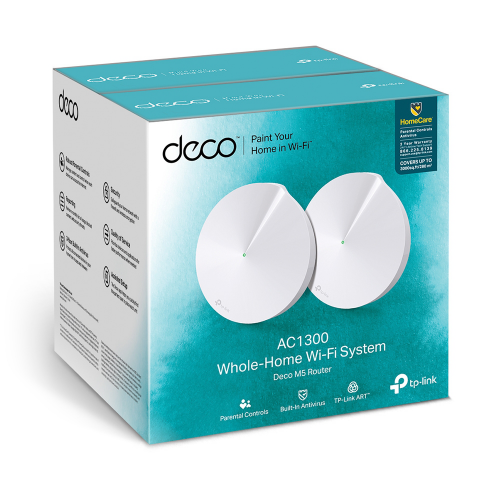 TP-LINK DECO M5 (2 Pack) DualBand AC1300 350M2, 2 Gigabit Port Home Mesh