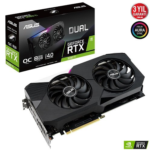 ASUS DUAL RTX3060TI-O8G 8Gb 256Bit DDR6 HDMI DP OC EDITION DIRECTX 12