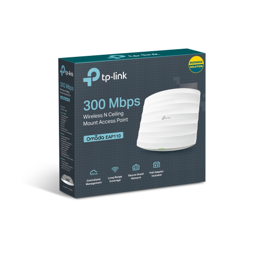 TP-LINK EAP110 OMADA 1Port Poe 300Mbps, 2,4Ghz, Tavan tipi, Pasif Poe, Access Point