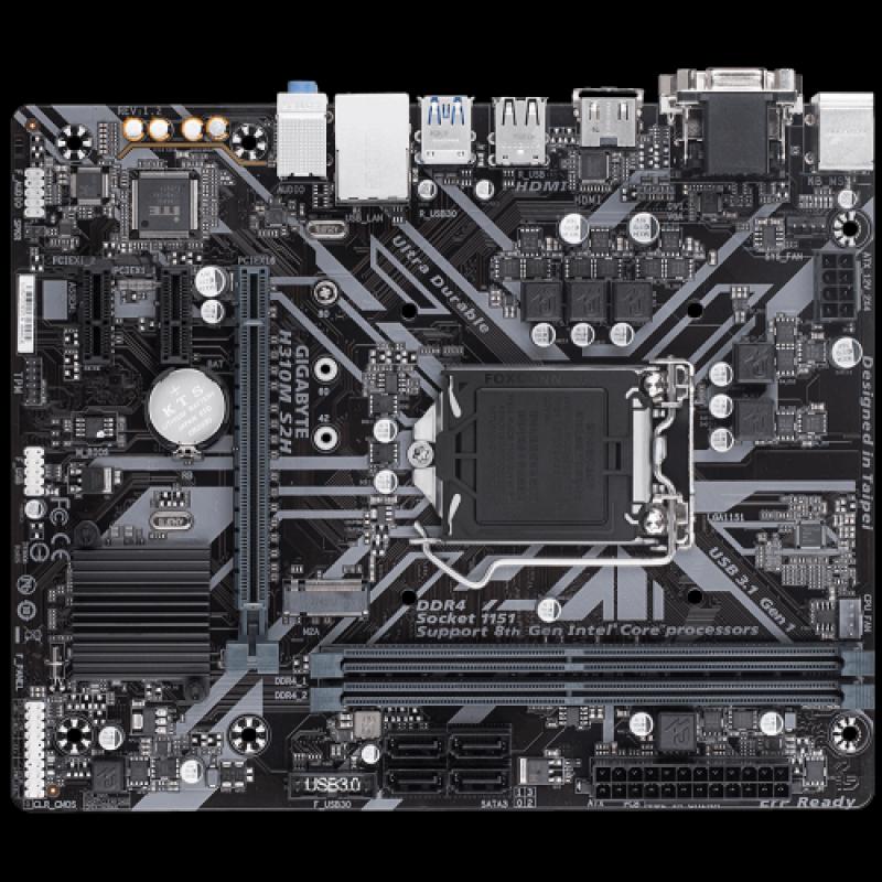 GIGABYTE H310M-S2H 2,0 HDMI D-SUB DVI USB3,1  LGA1151 8-9. Nesil