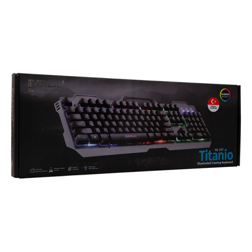 EVEREST KB-197 TITANIO Gaming Aydınlatmalı, Metal Yüzey, Usb Oyuncu Klavyesi