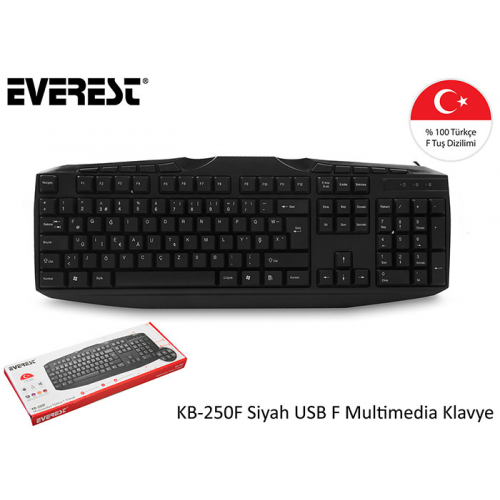 EVEREST KB-250F (F) USB Multimedya KLAVYE (SİYAH)