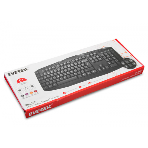 EVEREST KB-250F (F) USB Multimedya KLAVYE (SİYAH)