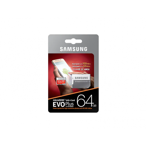 SAMSUNG MB-MC64GA/TR 64Gb EVO Plus CLASS10  Micro SD Kart (SD Adaptörlü)