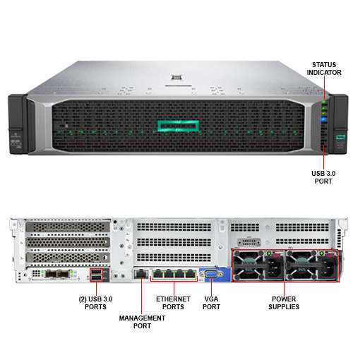 HP P02462-B21  (P23465-B21) DL380 GEN10  Intel Xeon Silver 4208, 16Gb Ram, 2x 480Gb SSD, 500W Power, 2U Kasa RACK SERVER