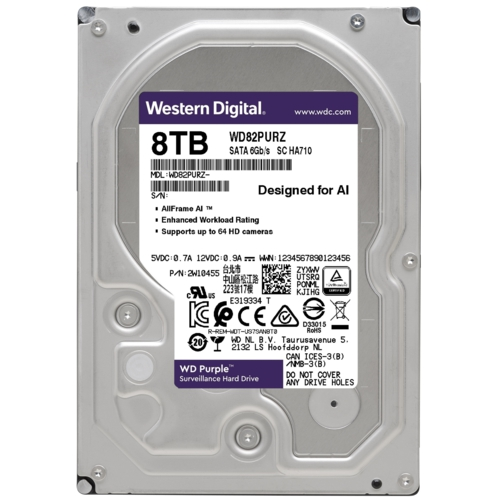 WD PURPLE WD82PURZ 3,5’’ 8TB, 256mb, 7200 Rpm, 7/24 Güvenlik HDD