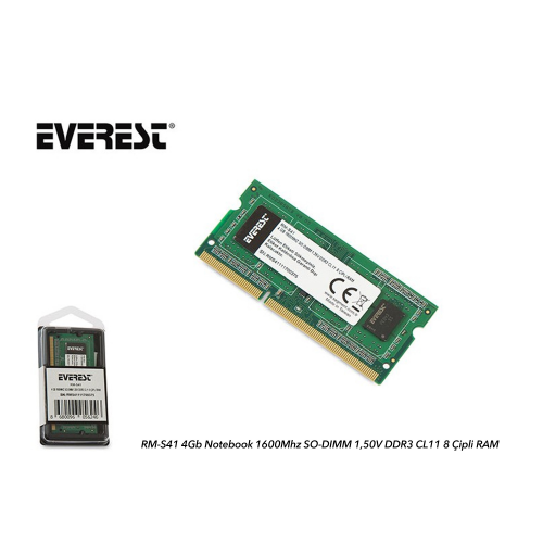 EVEREST RM-S41 4Gb 1600Mh DDR3 Sodimm Notebook RAM, 1,50V