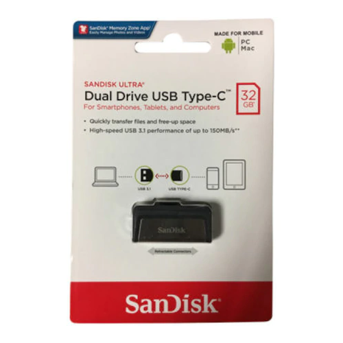 SANDISK SDDDC2-032G-G46 32Gb Flash Disk Dual Drive USB3,1 ve Type-C