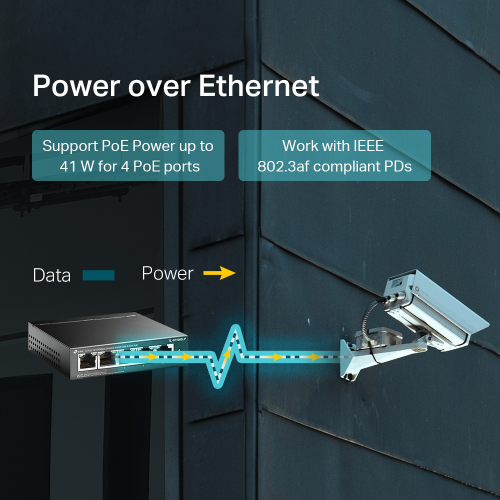 TP-LINK SF1005LP 5 Port 10/100 4 Port Poe 41W Metal Kasa Switch