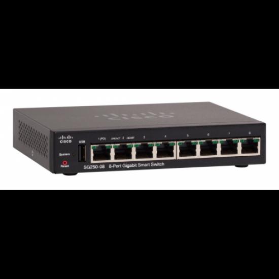 CISCO SG250-08-K9-EU 8 Port Gigabit Smart Switch