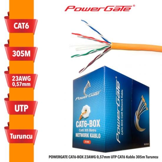 POWERGATE CAT6-BOX 23AWG 0,57mm UTP CAT6 Kablo 305m Turuncu