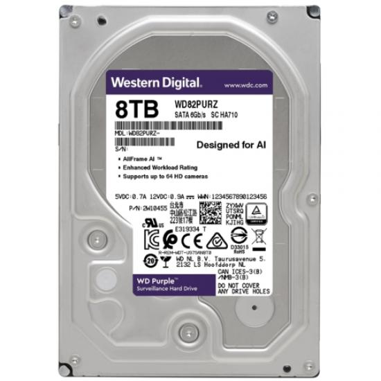 WD PURPLE WD82PURZ 3,5’’ 8TB, 256mb, 7200 Rpm, 7/24 Güvenlik HDD