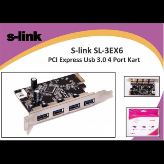 S-LINK SL-3EX6 PCI EXP.TO USB 3.0 4 Port  Kart