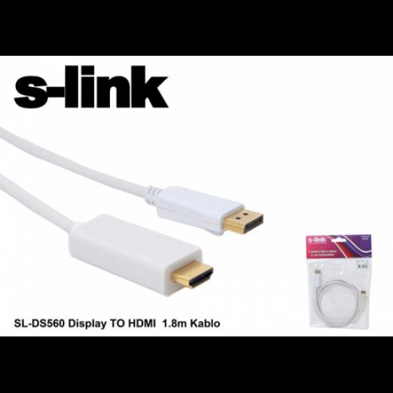 S-LINK SL-DS560 DP(Display Port) to HDMI Çevirici  1,8metre Kablo