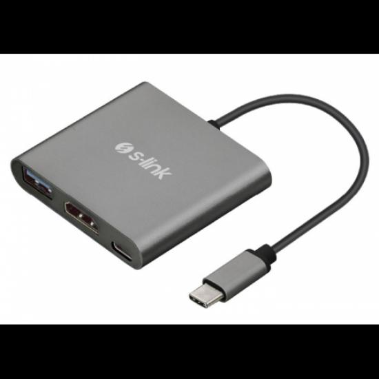 S-LINK SW-U515 Type-C to 4K HDMI Adaptör ve 1Port USB 3,0