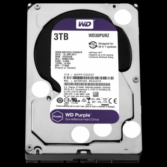 WD PURPLE WD30PURZ 3,5’’ 3TB, 64mb, 5400 Rpm, 7/24 Güvenlik HDD