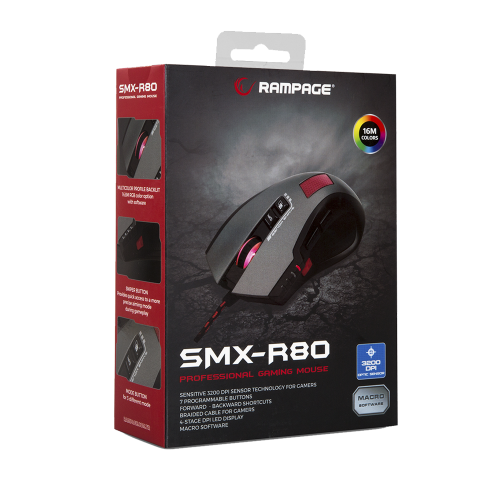 RAMPAGE SMX-R80 Gaming Mouse RGB, MACRO, 320DPI, USB