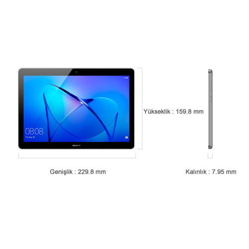 HUAWEI MEDIAPAD T3 10, AGS-W09, 32Gb Bellek, 2Gb Ram, Wifi, 5Mpix Ön 2Mpix Arka Kamera, Android Tablet PC, Space Gray