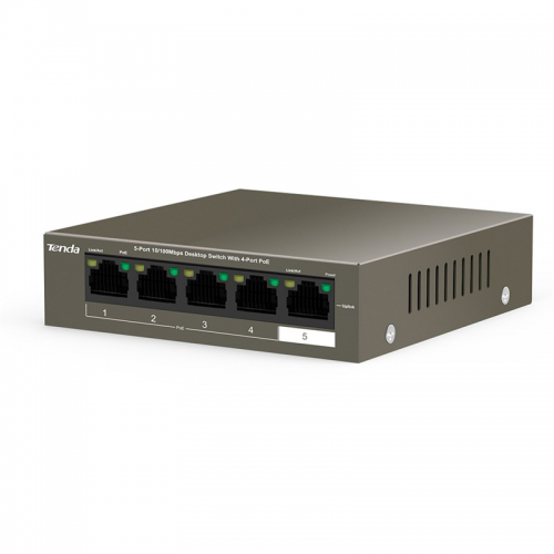 Tenda TEF1105P-4-63W 5Port 10/100, 4X PoE 63W, Metal Kasa, Switch