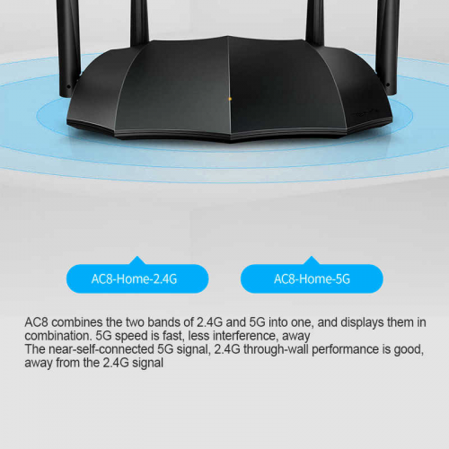 Tenda AC8 AC1200 4Port WiFi 2,4Ghz 5Ghz Dual, 4 x 6dBi Anten, Router