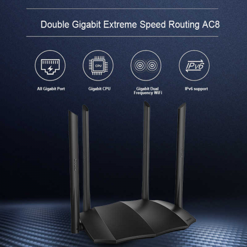 Tenda AC8 AC1200 4Port WiFi 2,4Ghz 5Ghz Dual, 4 x 6dBi Anten, Router