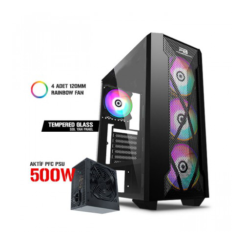 POWERBOOST VK-P1900B Tempered Glass Mesh Panel 500W GAMING KASA