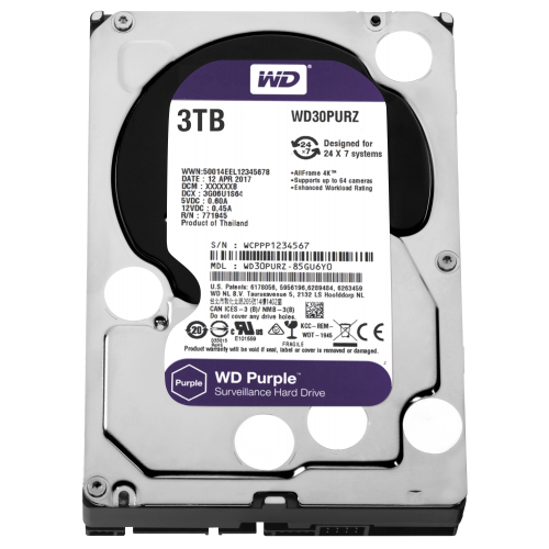 WD PURPLE WD30PURZ 3,5’’ 3TB, 64mb, 5400 Rpm, 7/24 Güvenlik HDD