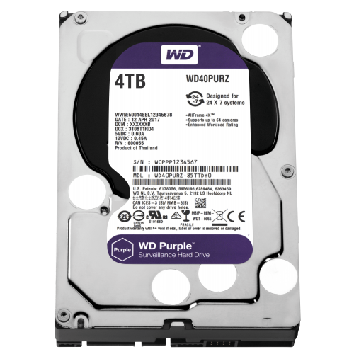 WD PURPLE WD40PURZ 3,5’’ 4TB, 64mb, 5400 Rpm, 7/24 Güvenlik HDD