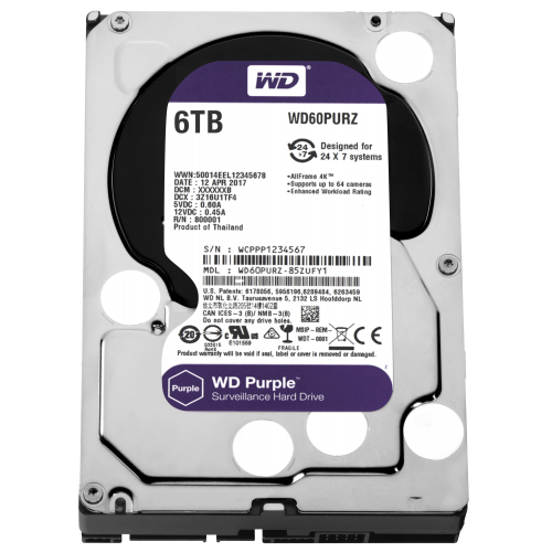 WD PURPLE WD60PURZ 3,5’’ 6TB, 64mb, 5400 Rpm, 7/24 Güvenlik HDD